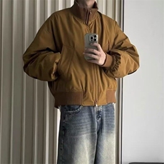 美式时尚潮流短款设计复古插袋螺纹宽松廓形飞行立领棉服，男装夹克，星座218-1（原230）