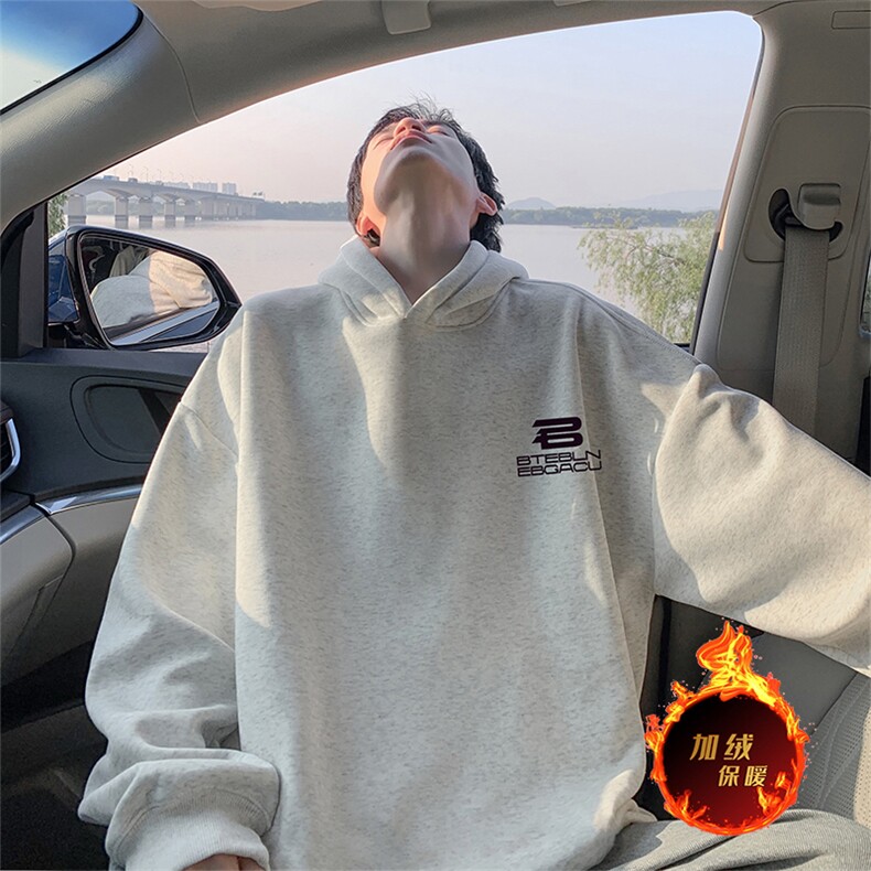 抖音得物供货可提供视频秋冬重磅美式宽松连帽卫衣WKD33,男装卫衣,电商A486