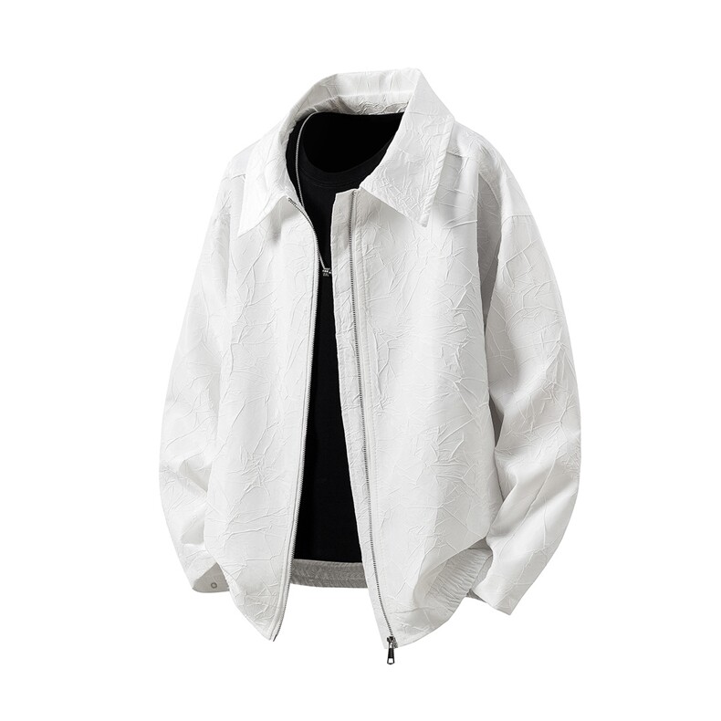 立体白底大码M-5XL情侣百搭夹克男：聚酯纤维JK8742P75控108，男装夹克，星座227-7