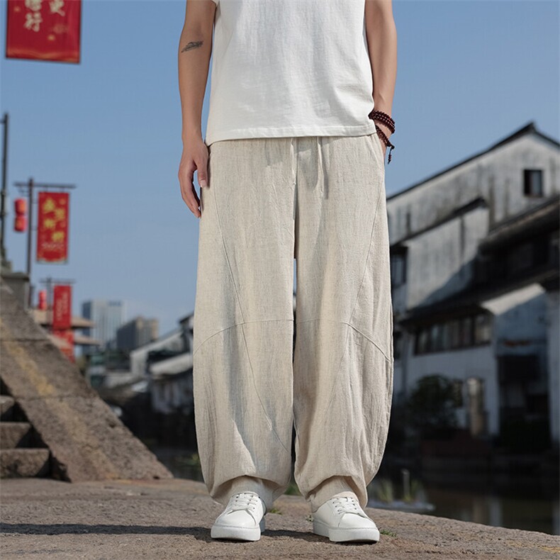 80苎麻含量！超高品质风春夏长裤弯刀休闲裤子男女款K558-P90,男装休闲裤,星座313B-4（原星座309A-1）