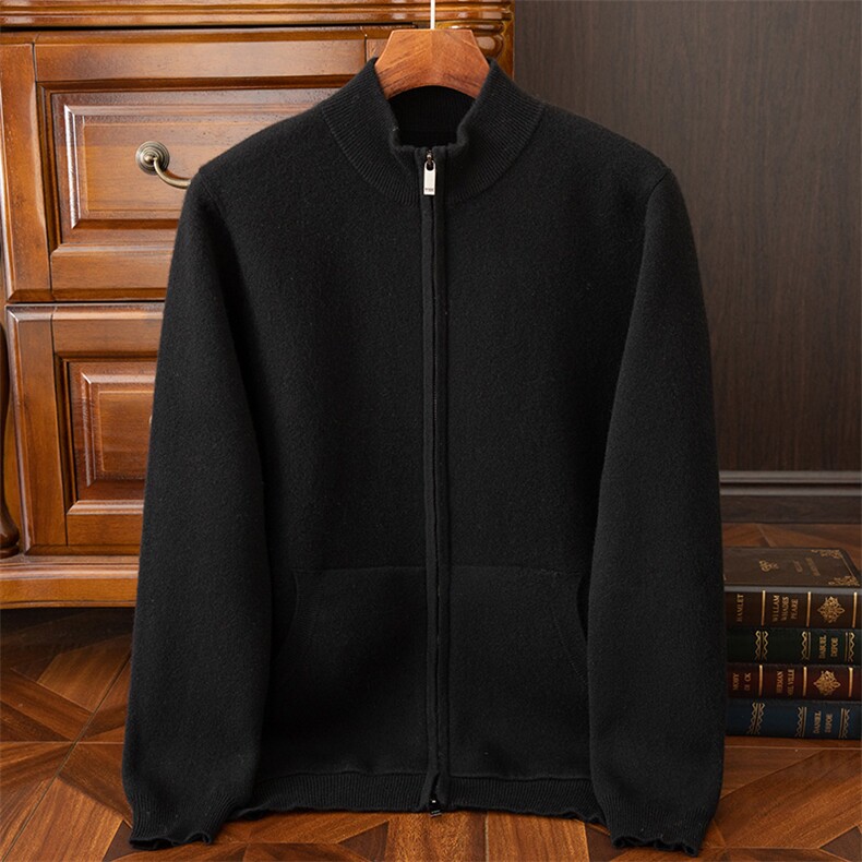 男款秋冬保暖羊绒衫羊绒纯色简约男装，男装羊绒开衫，欧力羊绒