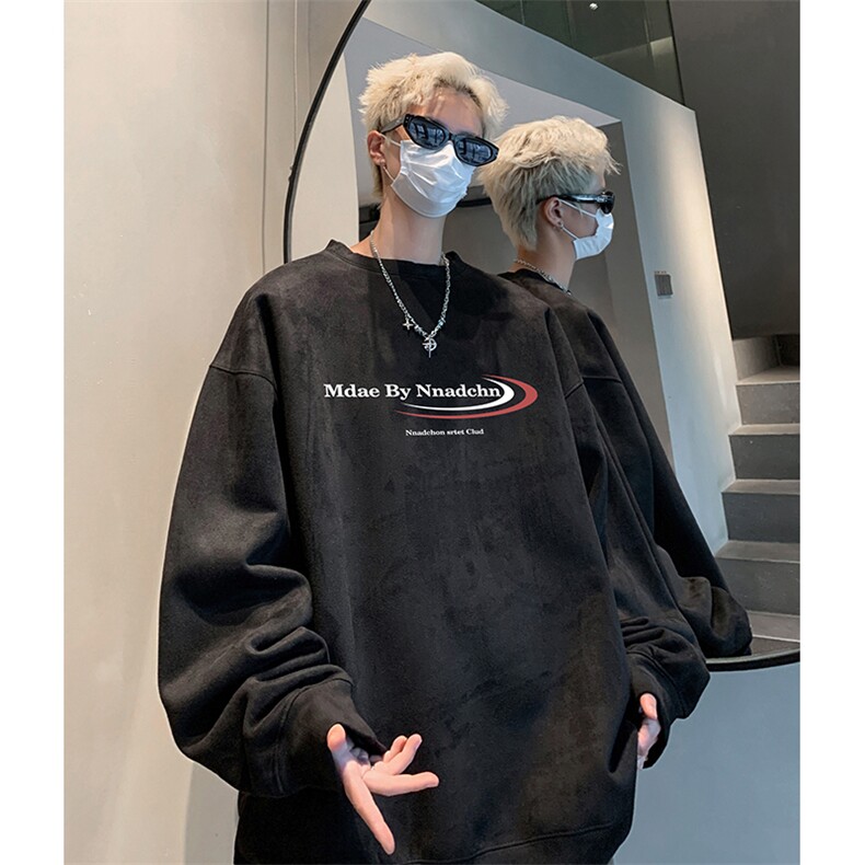 抖音得物供货提供视频秋冬重磅美式麂皮绒圆领卫衣JY364,男装卫衣,电商A486