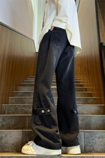 美式ins高街vibe水洗加绒牛仔裤货号加绒K2316P70常规P55，男装牛仔裤，电商A063