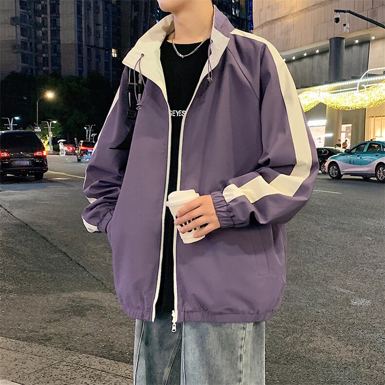 秋季新款宽松两面穿夹克男撞色立领上衣外套DSA157B-JK7907-特P70,男装夹克,电商A157B