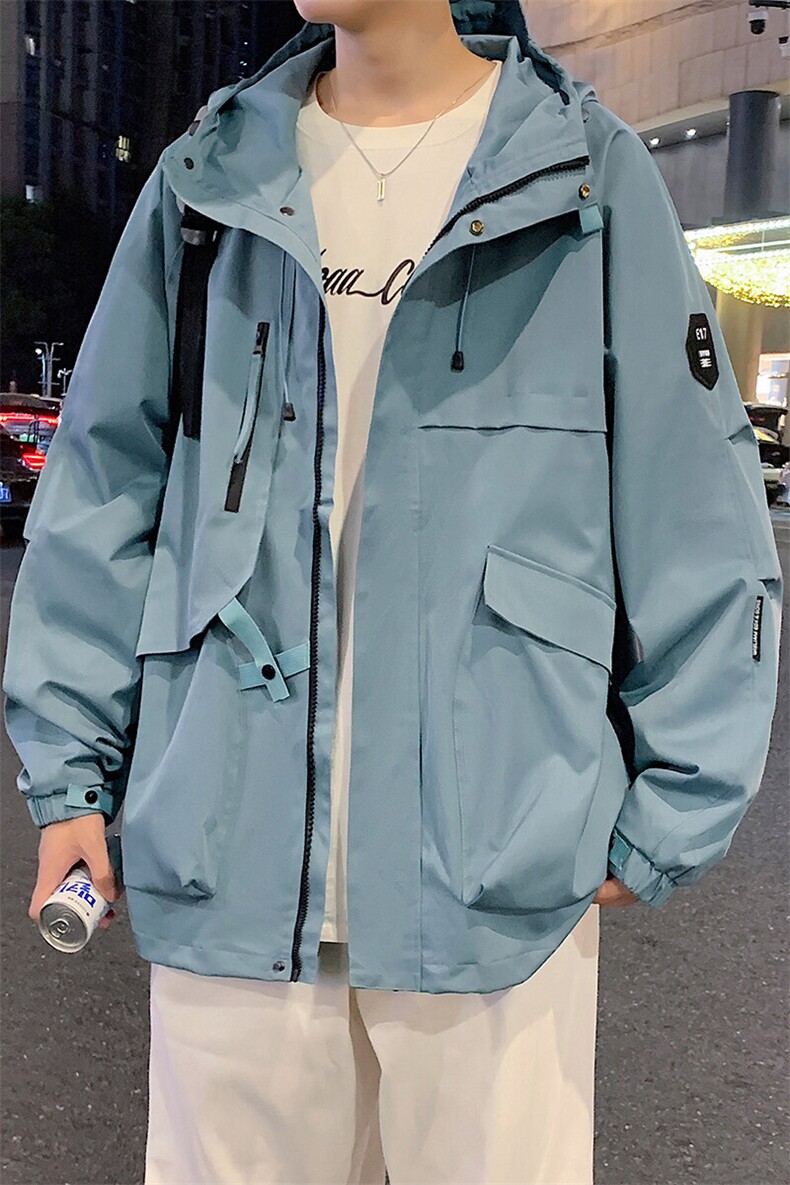 春秋户外冲锋衣男女同款防风防水连帽工装外套登山服夹克2481-P75,男装夹克,星座1403A