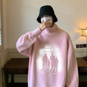 高质量！秋冬季高领毛衣男士加绒加厚翻领针织衫男毛线衣FL50-P45图片