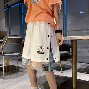 彩色腰果花排扣短裤男2021宽松潮牌运动休闲5五分裤子 K1001-P28图片