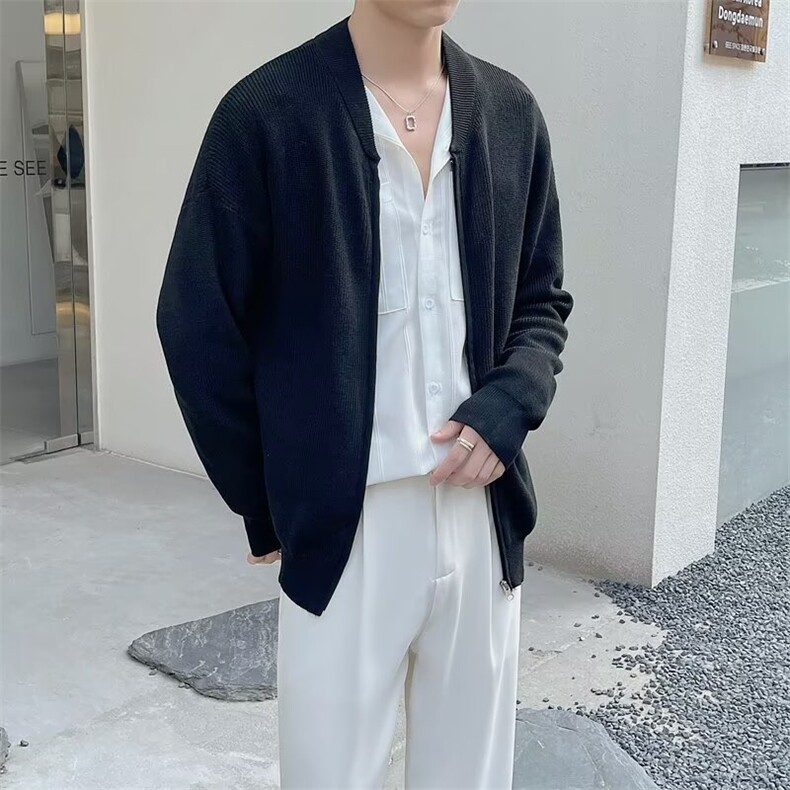 冬新款纯色针织开衫外套男士日系百搭休闲简约毛衣针织衫潮MYB15,男装针织衫/毛衣,星座516A