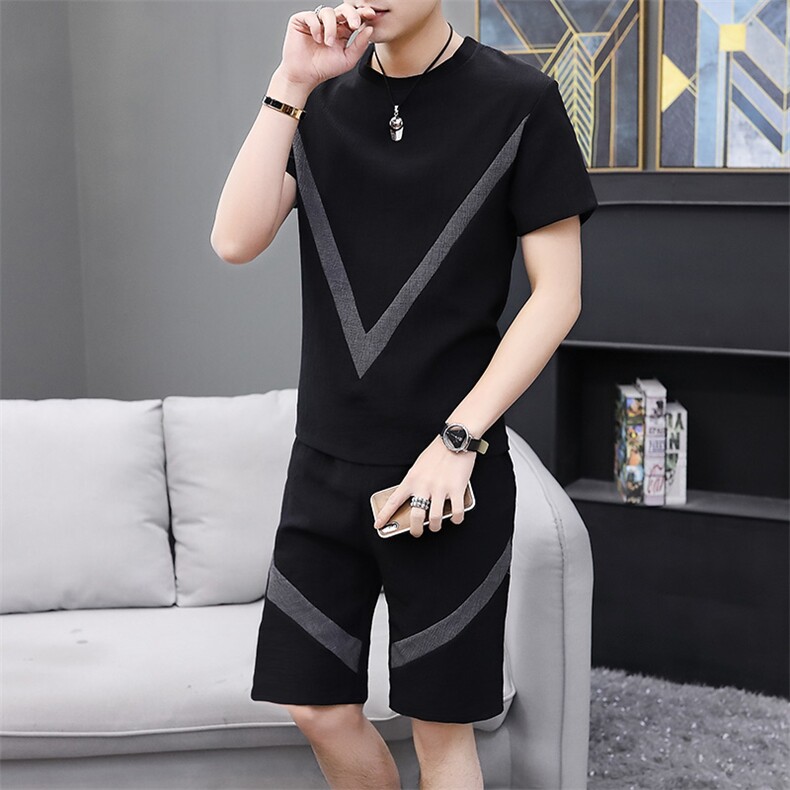 2021新款套装短袖t恤五分裤男士夏季半袖套装个性5013-TZ157-P35,男装休闲套装,星座1105