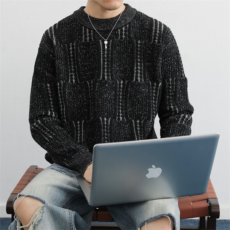 重磅提花毛衣男秋冬季2025新款超好看复古针织衫加厚保暖毛线衣男,男装针织衫/毛衣,星座914
