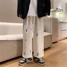 21秋冬新款男士休闲卫裤百搭运动裤裤子泼墨束脚裤7743-P40，男装休闲裤，电商A059