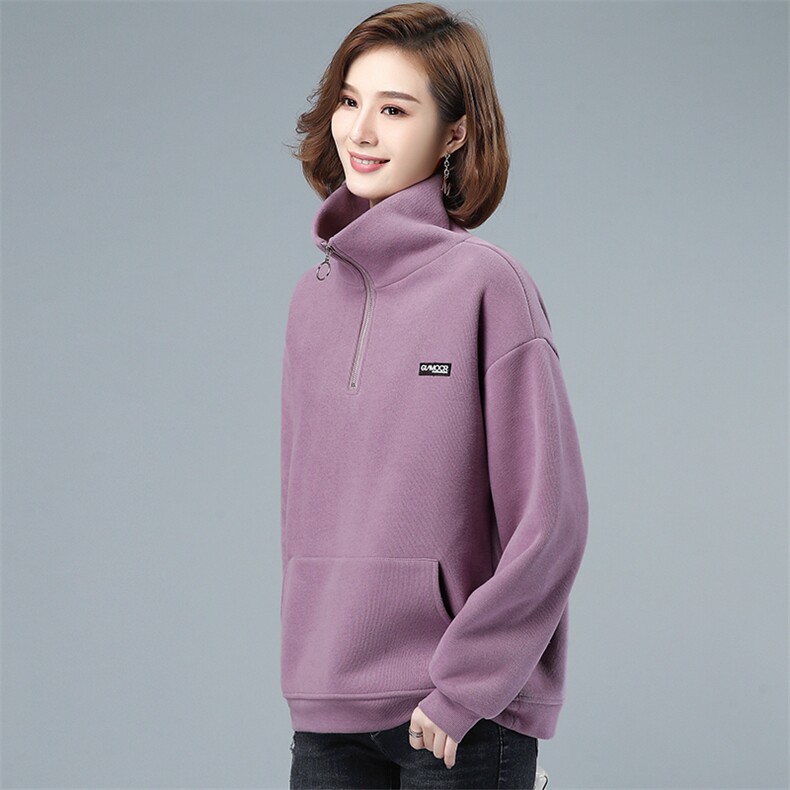 2021年冬季新款潮加绒加厚高领卫衣女长袖休闲百搭上衣服女棉,女装卫衣/绒衫,简韵佳