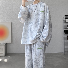 现货TZ759-特批6098高品质高克重秋季新款大码刺绣套装，男装休闲套装，电商A059