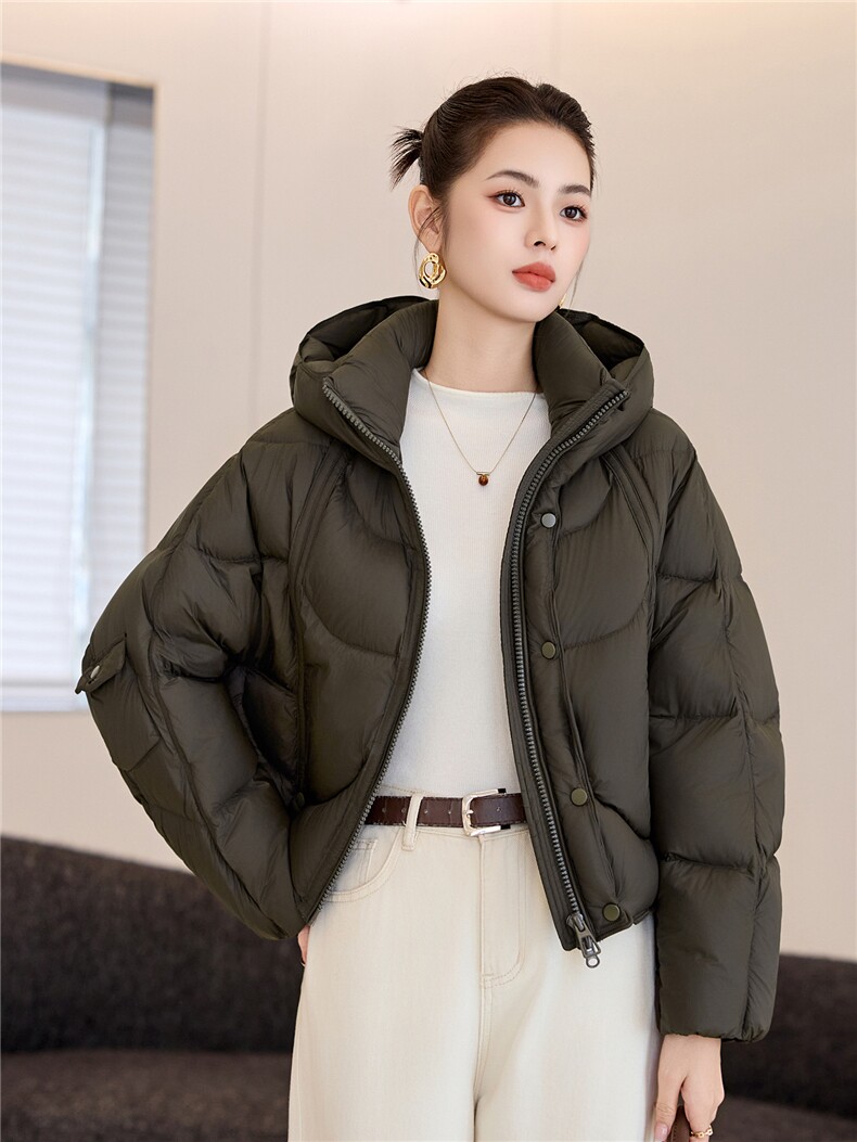 短款连帽羽绒服女2025年冬季新款小个子百搭面包服白鸭绒外套,女装羽绒服,阿舍尔精品
