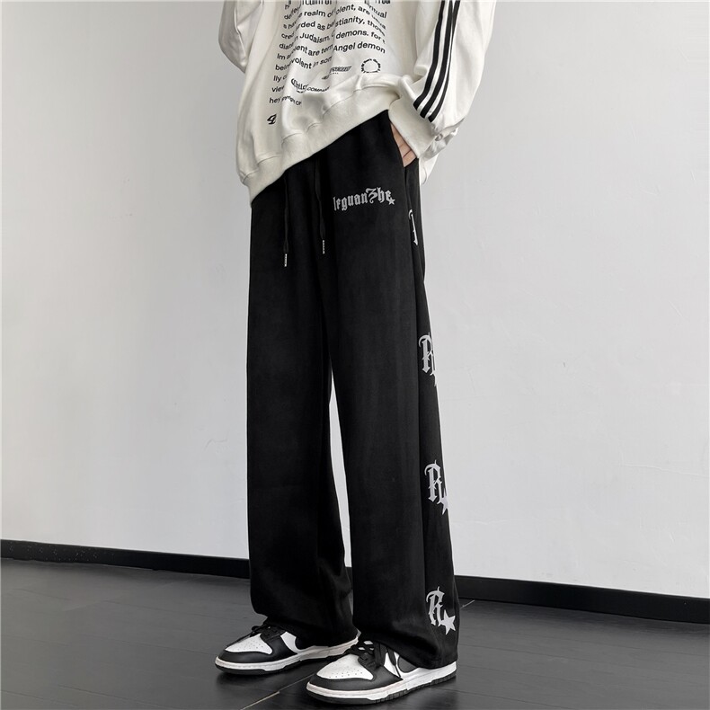 麂皮绒美式直筒长裤男款小众vibe秋冬休闲长裤A061-AX00453-P60,男装休闲裤,电商A061