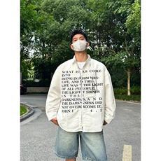 【有货】白色衬衫男女款春秋季设计感字母长袖衬衣外套1288CC-P39，男装衬衫，星座1007（原301D）