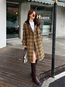 时尚潮流百搭休闲长大衣外套,其它,千利红