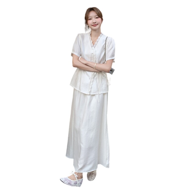 档口现货2025夏季女装新款杏色花边套裙2C233-A177-P160-K229,女装套装/套裙,2C233