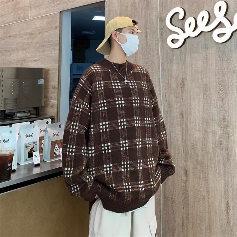 半高领毛衣男士春秋款日系慵懒风宽松套头针织衫潮牌百搭线衣外套,男装针织衫/毛衣,星座716-2