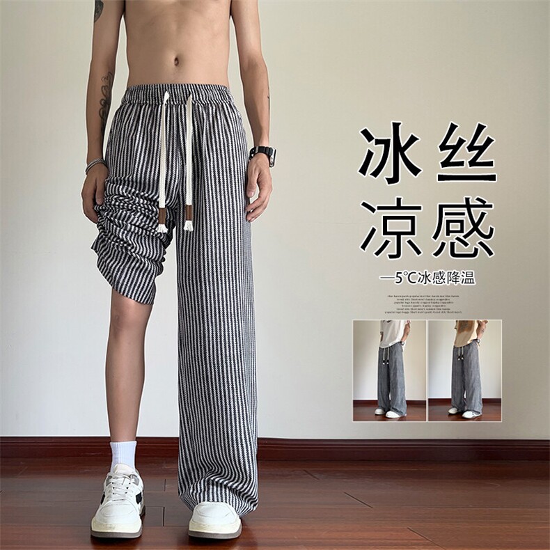 2025夏季新款内景四面弹条纹冰丝裤M-5XLHK25473-特P25,男装休闲裤,电商A022
