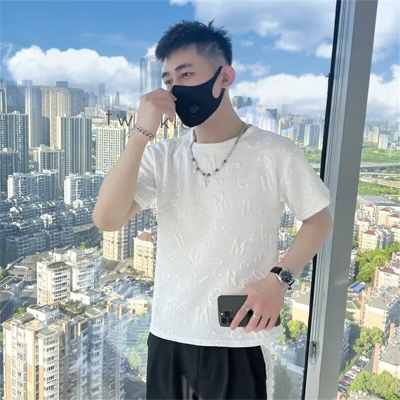 时尚短袖T恤潮流新款提花标准潮气质青春流行夏季原宿日系慵懒男,男装T恤,星座1013