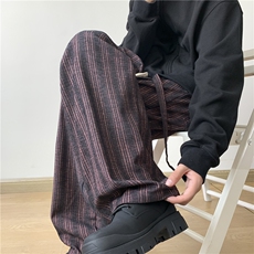 （已出货）24格子裤秋冬竖条纹可拆卸设计经典版型阔腿直筒休闲裤特P40控68，男装休闲裤，电商D205