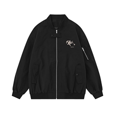 白底新款秋季时尚百搭宽松字母印花潮流夹克外套F368P65控88，男装夹克，电商A247-1