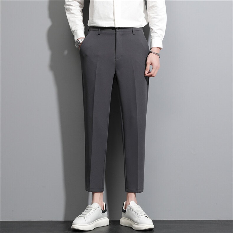 裤子男韩版秋冬加绒加厚九分小西裤男士修身垂感西装裤休闲长裤潮，男装西裤，星座505-2（原电商A260-1)