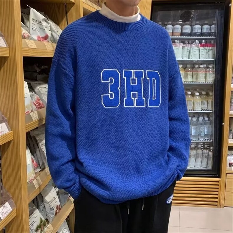 美式圆领毛衣男慵懒风休闲针织衫 Y1817 P43图片