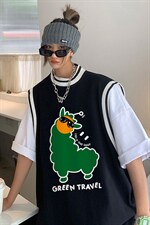 中性2022夏季新款设计感动物图案小领口条纹T恤T615P40控58，女装T恤，A247A