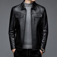AL19030男式秋冬新款翻领头层牛皮皮衣男夹克P950，男装皮衣，电商B360