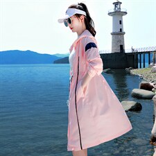 防晒衣女款夏季中长款防晒衫2024年新款薄款长风衣外套防晒服女夏，女装防晒衣，浙宝281