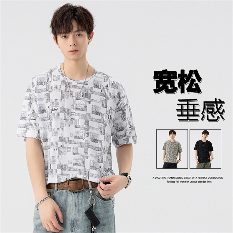 2526-P25控39大码元 大码潮牌美式痞帅炸街t恤男图片