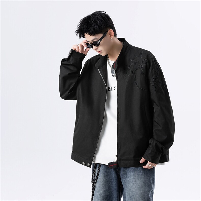 春季新款港风美式提花刺绣痞帅立领夹克男 XZ213-JK1000-P88控118图片