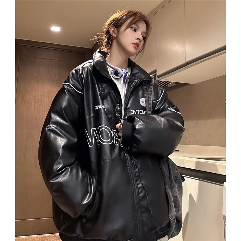 2025新款美式PU皮棉衣冬季加厚棉服潮牌机车外套insD233P100,男装棉衣,电商A335-1（原A458）