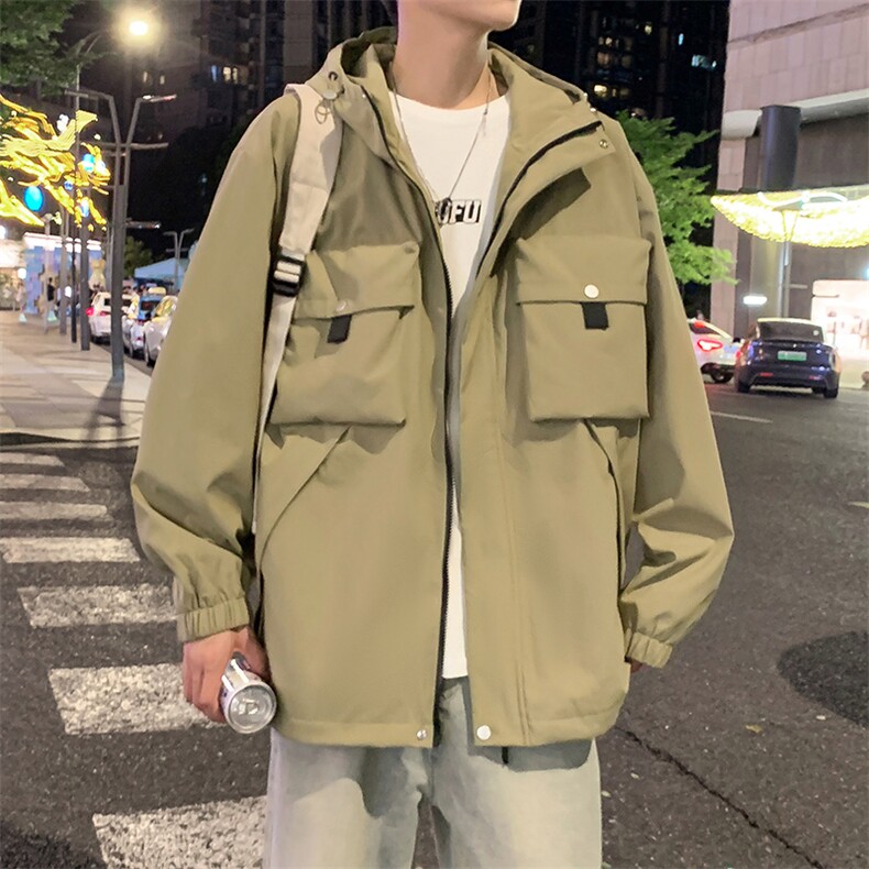 休闲拉链夹克情侣冲锋衣防风衣连帽外套JK451p75,男装夹克,电商D315