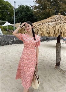 夏·新款2022
田园风蕾丝甜美翻领碎花图片