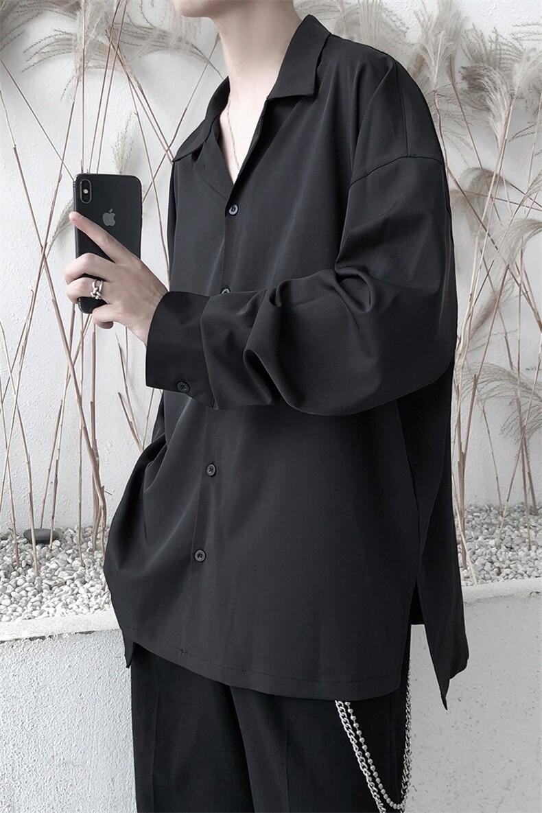 秋季新款2022男生长袖衬衫宽松百搭韩版纯色衬衣A071-C08-P38,男装衬衫,电商A071