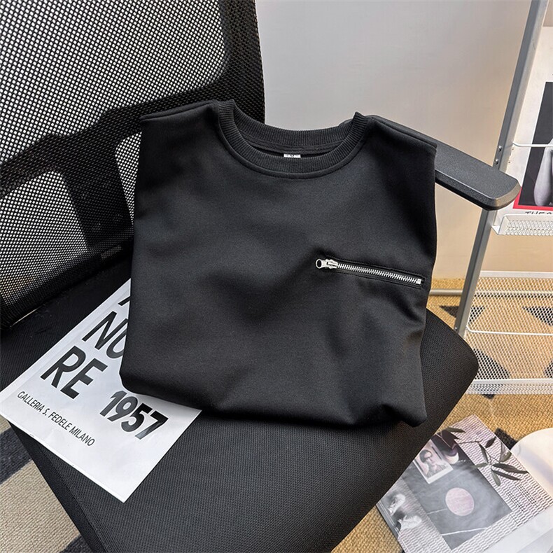 美式夏季港风短袖拉链T恤男潮流宽松圆领体恤衫上衣服T05577-P35,男装T恤,星座308B-1