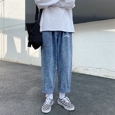 秋季男式泼漆墨复古雪花牛仔裤特别的绿色牛仔703，男装牛仔裤，星座703