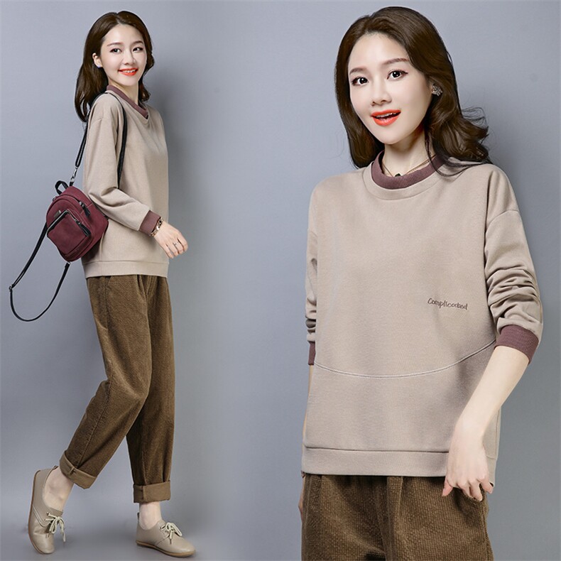 2023年春季新款韩版气质减龄百搭套头圆领卫衣女长袖上衣打底衫棉，女装卫衣/绒衫，简韵佳