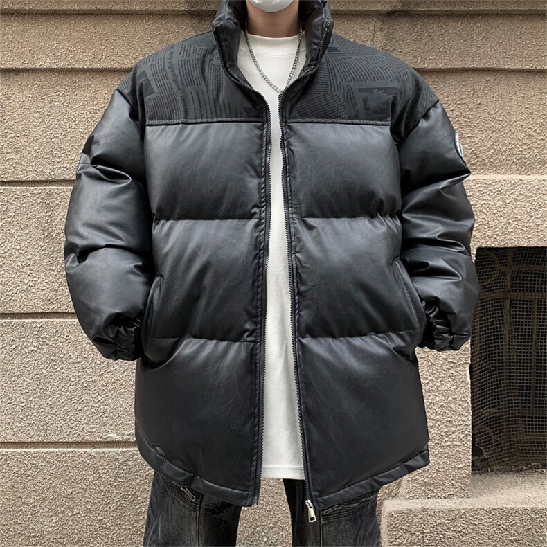 潮牌立领pu皮棉衣男秋冬季美式保暖宽松棉服高街百搭休闲情侣外套,男装棉衣,星座505-2（原电商A260-1)