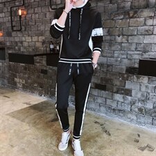 秋装新品连帽套头男士长袖运动休闲卫衣套装男J01P60图片