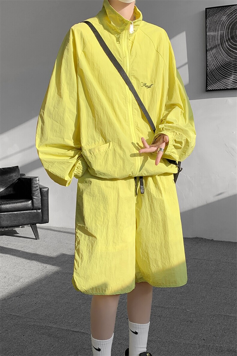 8XL-M特大码冰丝防晒服短裤套装男户外防晒衣运动外套潮TZ102P65,男装防晒衣,电商D206-1