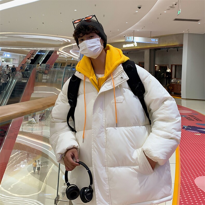 2025新款港风假两件棉服连帽棉衣男面包服棉袄外套3314-P80控118,男装棉衣,星座207
