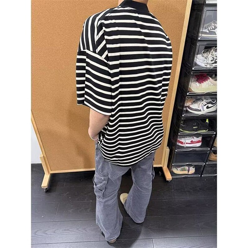 【档口现货】DA145-P40高质量横条纹t恤男潮牌圆领短袖高级感半袖,男装T恤,星座603-2