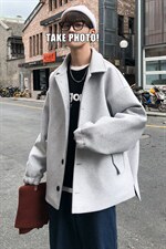 冬款加厚呢料短款贴袋纯色保暖男士呢外套棉衣A071-Y03-P115，男装风衣，电商A071