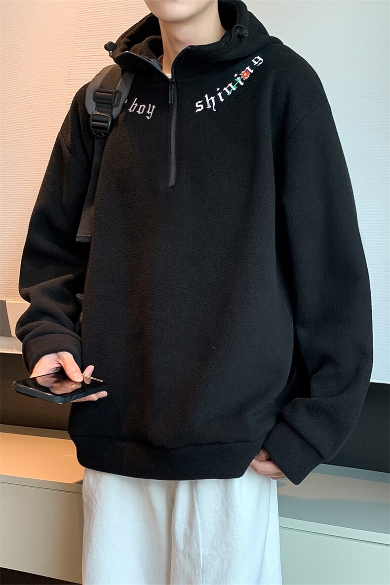 冬季加绒高领半截拉链卫衣男潮流摇粒绒卫衣长袖A668P50,男装卫衣,星座210-1
