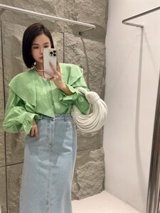 【DAVIDA】减龄翻领木耳边衬衣，其它，DAVIDA