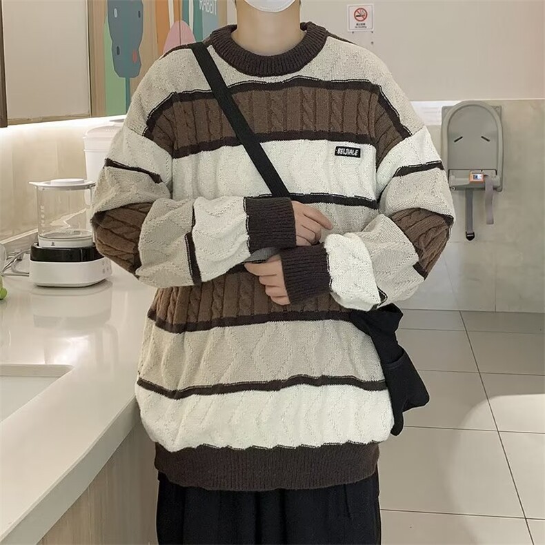 美式街头设计感圆领毛衣男慵懒风休闲针织衫M1821P45,男装针织衫/毛衣,星座1116-2